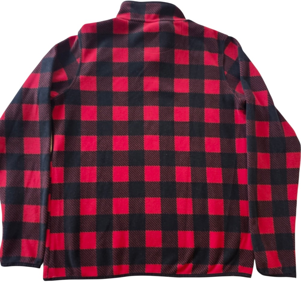 Duluth Trading Co Womens Red Black Buffalo Plaid Fleece Snap Neck Pullover Small - Picture 2 of 5